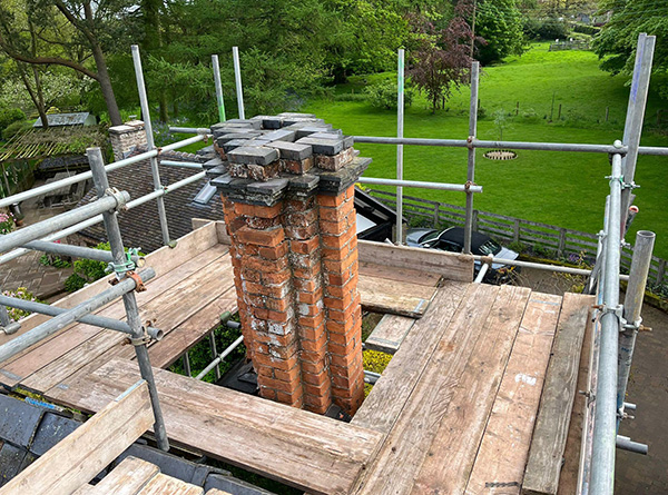 Chimney repair using our scaffolding